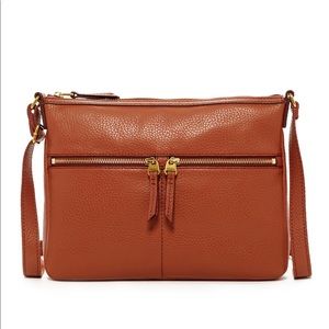 Fossil Elise cognac pebble leather crossbody bag